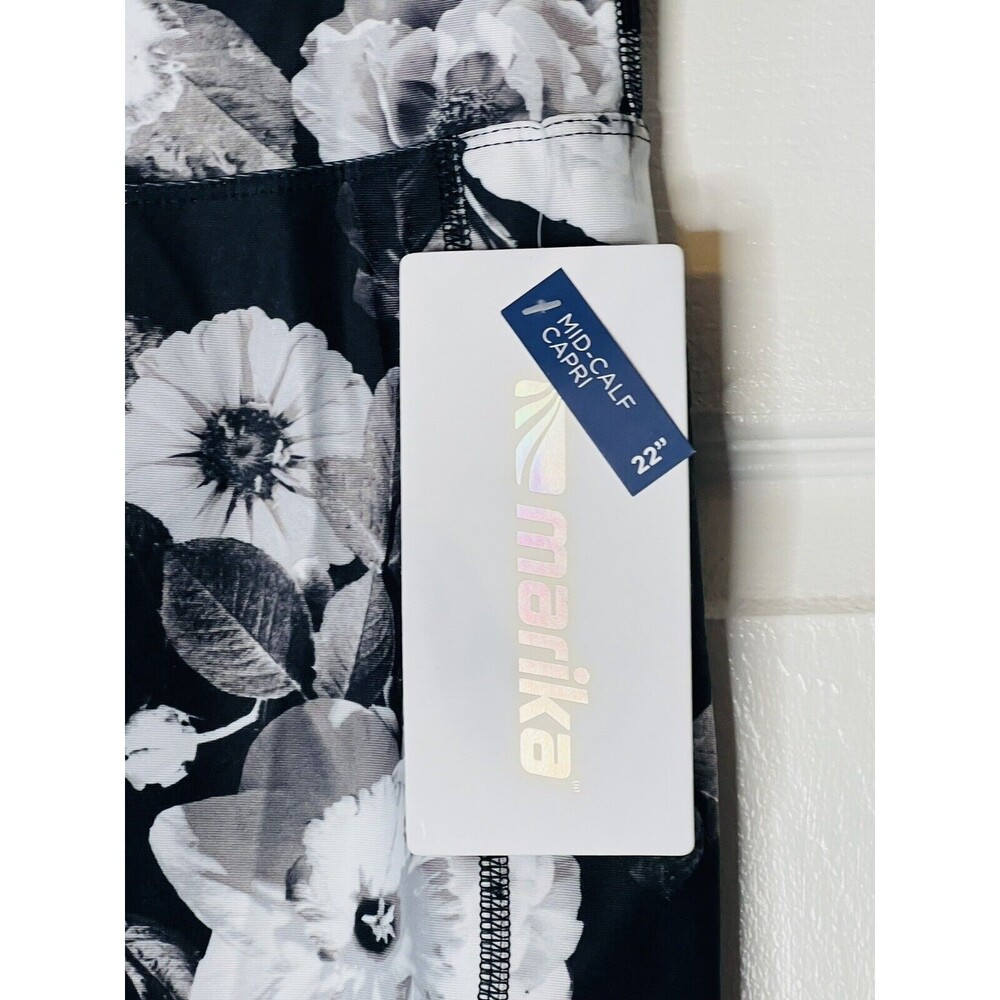 Marika Womens High Rise Mid-Calf Pocket Legging Floral Sz S Athletic Pant NWT - Picture 3 of 5
